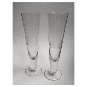 Vintage Toscany Schooner hand blown etched pilsner glasses approx 14 oz